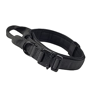 tactical military dog collar made with premium reinforced nylon durable and soft has control handle and buckle safety and convenience adjustable xl midnight black 46 cm 4 cm