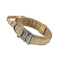 Tactical Military Dog Collar, Made with Premium Reinforced Nylon, Durable and Soft, has Control Handle and Buckle Safety, Adjustable (XL, Sandstone Brown, 46 cm, 4 cm)