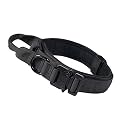 Tactical Military Dog Collar, Made with Premium Reinforced Nylon, Durable and Soft, has Control Handle and Buckle for Safety and Convenience, Adjustable (L, Midnight Black)