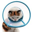 Pet Plastic Clear Cone Recovery E-Collar with Dots Design Soft Edge for Small Dogs &amp; Cats (Small, Blue)