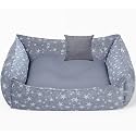 Pet Royale Large Dog Bed | Reversible Dog Bed for Big Dogs | Plus Extra Removable 100% Cotton Washable Covers (for Large Sized Dogs, Grey Star)
