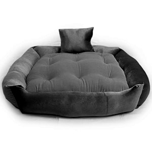 pet royale large dog bed  reversible dog bed for big dogs  plus extra removable 100 cotton washable covers for large sized dogs grey