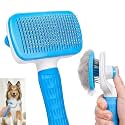 Pet Self Cleaning Slicker Brush for Dogs &amp; Cats, 2-in-1 Grooming Brush with Stainless Steel Pins, One-Click Hair Removal, Detangling &amp; Deshedding Brush for Medium to Long Hair