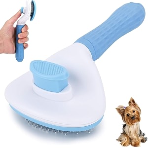 pet slicker brush for dogs amp cats self cleaning grooming brush with fine bristles gentle detangling hair remover amp undercoat grooming comb for small medium amp large pets