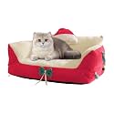 Cat Couch Christmas Lounge with Santa Hat