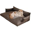 Pet Sofa Bed, Waterproof Cat Lounge Chair, Vintage Cat Dog Faux Leather Sofa with Non-Slip Bottom, Detachable and Washable Cover, for Cat and Small Dogs,Black,A
