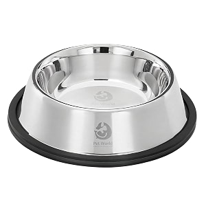pet world feeding bowl 1450ml  stainless steel  for dogs amp cats  durable amp lightweight feel  scratch and rust-free  non-slip ring at the base  1450 ml pack of 2