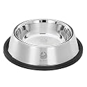 Pet World Feeding Bowl 1450ml | Stainless Steel | for Dogs &amp; Cats | Durable &amp; Lightweight Feel | Scratch and Rust-Free | Non-Slip Ring at The Base | 1450 ml (Pack of 2)