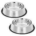 Pet World Feeding Bowl 960 ml | Stainless Steel | for Dogs &amp; Cats | Durable &amp; Lightweight Feel | Scratch and Rust-Free | Non-Slip Ring at The Base | Pack of 2 | 960ml Each