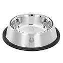 Pet World Feeding Bowl 960ml | Stainless Steel | for Dogs &amp; Cats | Durable &amp; Lightweight Feel | Scratch and Rust-Free | Non-Slip Ring at The Base | 960ml