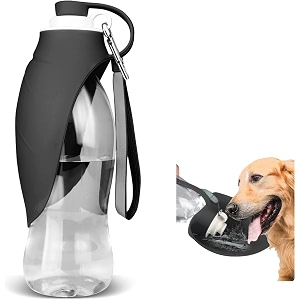 petangel dog water bottle for outdoor walking  pet water dispenser feeder container portable with drinking cup bowl outdoor hiking travel for puppy dogs cats black 580 ml