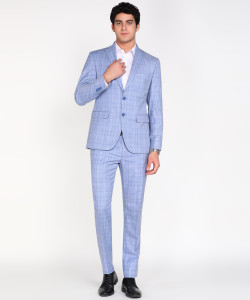 peter england 3 pc suit checkered men suit
