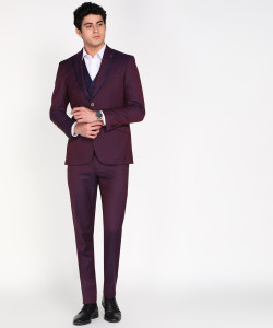 peter england men 3 pc suit self design suit