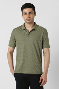 PETER ENGLAND Checkered Men Polo Neck Light