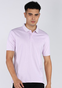 PETER ENGLAND Checkered Men Polo Neck Purple
