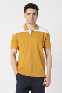 PETER ENGLAND Colorblock Men Polo Neck Yellow