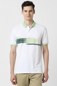 PETER ENGLAND Colorblock Men Polo Neck White