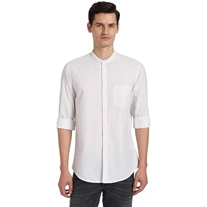 Peter England Mens Casual Mandarin Collar Slim