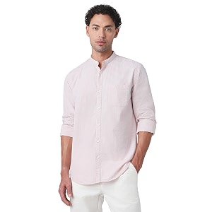 Peter England Mens Casual Mandarin Collar Slim