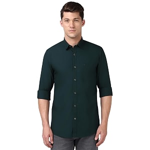 Peter England Mens Cotton Slim Fit Solid