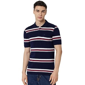 Peter England Mens Cotton Breton Stripe Polo