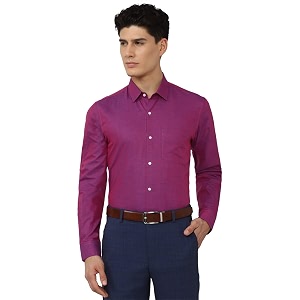 Peter England Mens Cotton Slim Fit Dobby