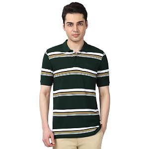 Peter England Mens Cotton Breton Stripe Polo