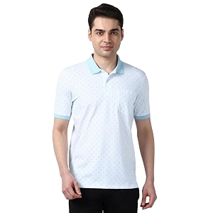 Peter England Mens Cotton-Polyester Micro Matrix Polo