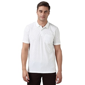 Peter England Mens Cotton-Polyester Micro Matrix Polo
