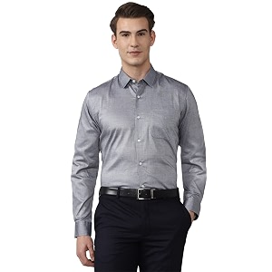 Peter England Mens Cotton Solid Regular Fit
