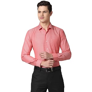 Peter England Mens Cotton Solid Regular Fit