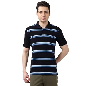 Peter England Mens Cotton Breton Stripe Polo