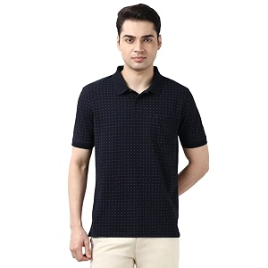 Peter England Mens Cotton-Polyester Micro Matrix Polo
