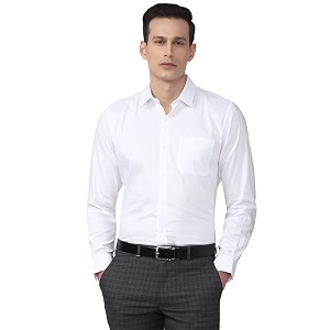 Peter England Mens Cotton Solid Slim Fit