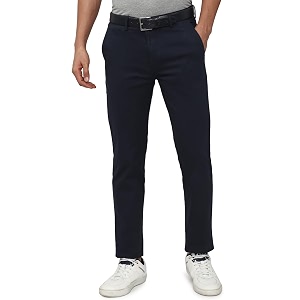 Peter England Mens Mid Rise Slim Pants