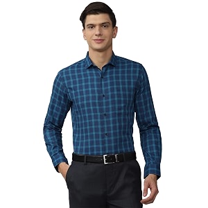 Peter England Mens Checkered Slim Fit Shirt