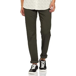 Peter England Mens Slim Casual Pants