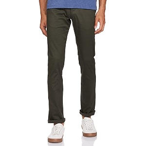 Peter England Mens Slim Casual Pants