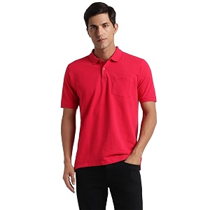 Peter England Mens Solid Regular Fit T-Shirt