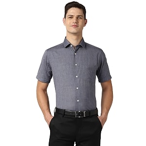 Peter England Mens Cotton Solid Regular Fit