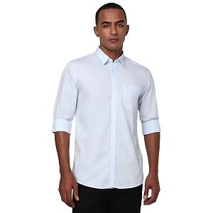 Peter England Mens Solid Slim Fit Full