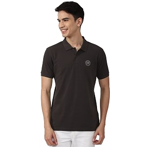 Peter England Mens Solid Slim Fit Polo