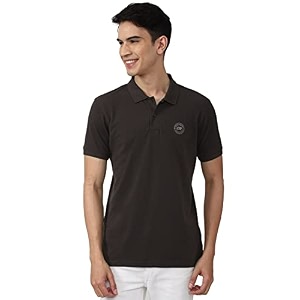 Peter England Mens Solid Slim Fit Polo