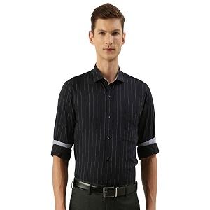 Peter England Mens Striped Slim Fit Shirt