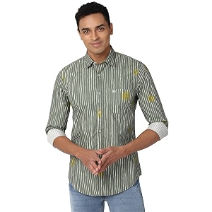 Peter England Mens Striped Slim Fit Shirt