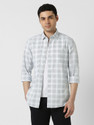 PETER ENGLAND Men Checkered Casual Grey Shirt
