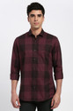 PETER ENGLAND Men Checkered Casual Maroon Shirt