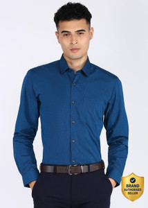 PETER ENGLAND Men Checkered Formal Dark Blue