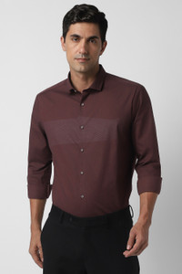 PETER ENGLAND Men Color Block Formal Brown