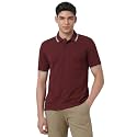 Peter England Men Maroon Solid Polo Neck